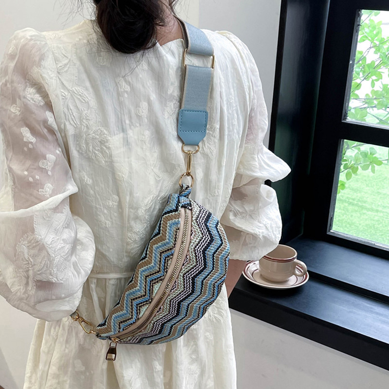 Γυναικεία τσάντα ζώνης ριγέ Bohemian Bum Bag Ρυθμιζόμενα λουριά ώμου Fanny Pack Bumbag Πολύχρωμη τσάντα χιαστί Τσάντες στήθους