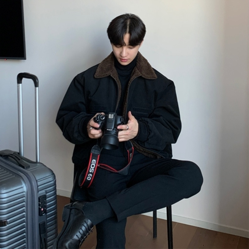 Χειμερινό μπουφάν Ανδρικό Ζεστό Μόδα Παχύ Μαύρο Μπουφάν Ανδρικά Μαλλιά Ανδρικά ρούχα Κορεατικά Φαρδιά Χοντρό Κοντό Παλτό Ανδρικά Ρούχα M-2XL