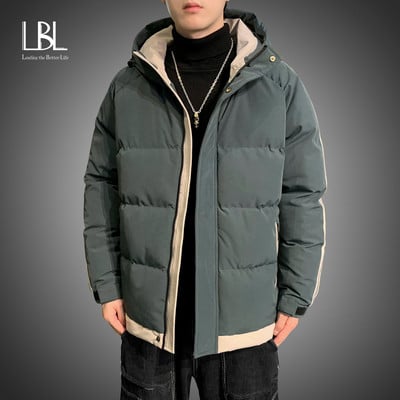 LBL Winter Casual Férfi Parka Kabátok Divatos Kapucnis dzsekik Vastag Meleg Férfi Utcai Ruha Parkák Szélálló Felsőruházat Férfi Ruházat