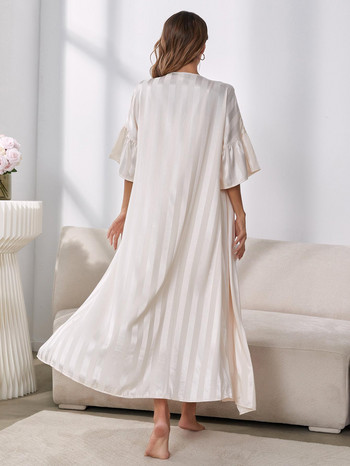 Σετ γυναικεία ρόμπα πιτζάμες Sexy Sling Sleepwear Φόρεμα Silk Like Homewear Luxury strip μπουρνούζι 2τμχ Κοστούμι Σπίτι Ρούχα Femme