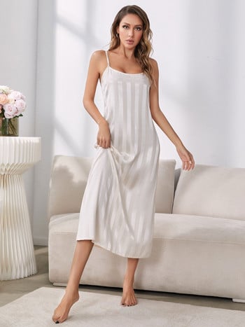 Σετ γυναικεία ρόμπα πιτζάμες Sexy Sling Sleepwear Φόρεμα Silk Like Homewear Luxury strip μπουρνούζι 2τμχ Κοστούμι Σπίτι Ρούχα Femme