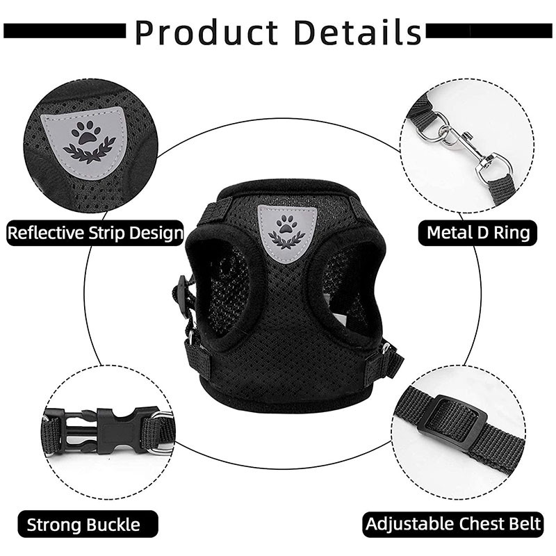 Állítható macskaheveder mellény fényvisszaverő puha hám mellény sétáló póráz kiskutya kisállat bolthoz Tudo Para Caes kutyapóráz
