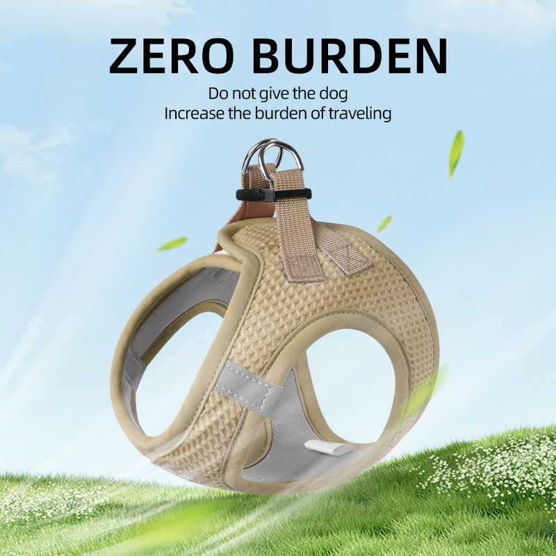 Pas za štene, mačku s povodcem, prozračna vaflasta prsluk za kućne ljubimce Odjeća za male srednje pse, mačka, pojas, ogrlica, dodaci za jorkširske pse