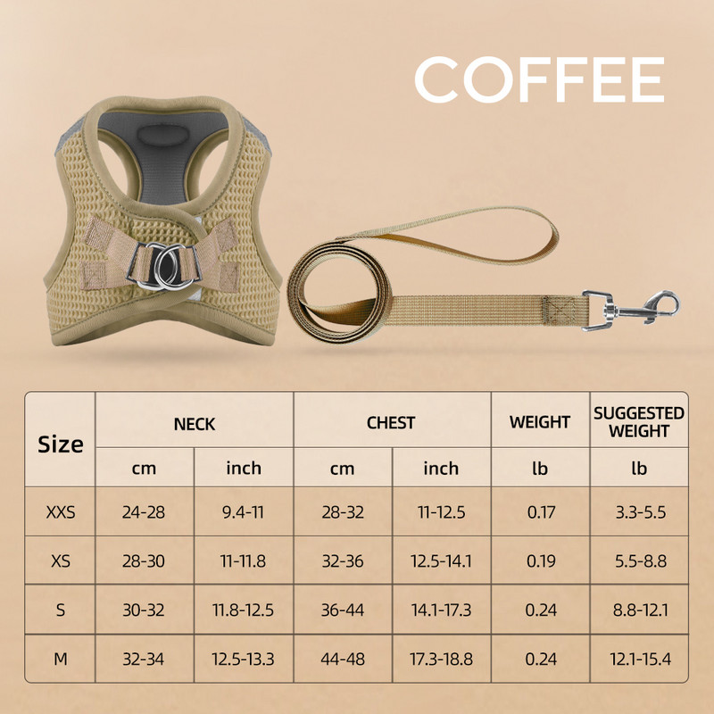 Pas za štene, mačku s povodcem, prozračna vaflasta prsluk za kućne ljubimce Odjeća za male srednje pse, mačka, pojas, ogrlica, dodaci za jorkširske pse