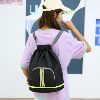 Модна дамска чанта с шнур Висококачествена лека найлонова сгъваема раница Голям капацитет Женска спортна чанта Раница за пазаруване