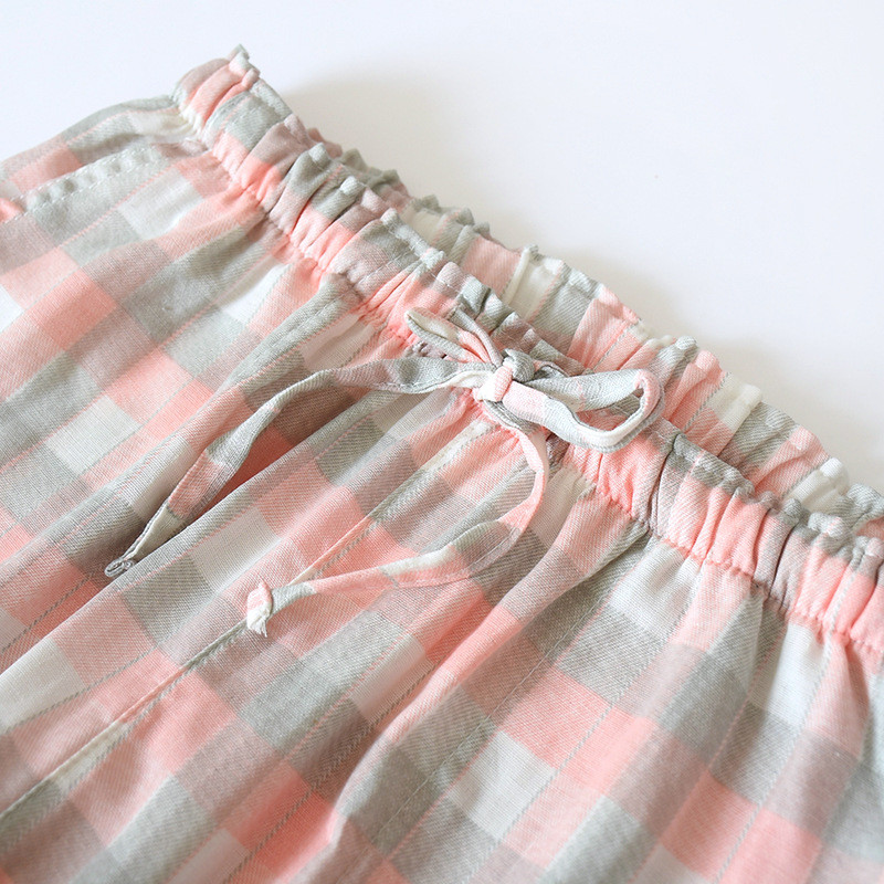 Fdfklak női nadrág kockás nadrág pamut pizsama pár otthon pizsama nadrág vékony bő nadrág alvó alsó tavasz nyár