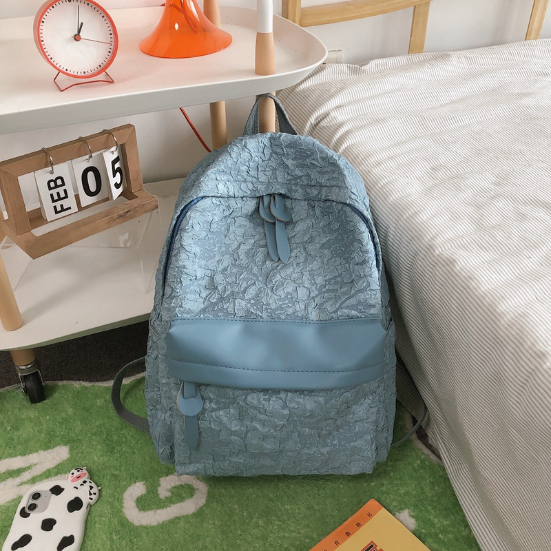 Fashion Pleated Bubble Fabric Grils Σχολικό σακίδιο πλάτης Υψηλής ποιότητας ύφασμα + PU γυναικείο σακίδιο πλάτης όμορφο στυλ για κορίτσια Σακίδιο πλάτης ταξιδίου