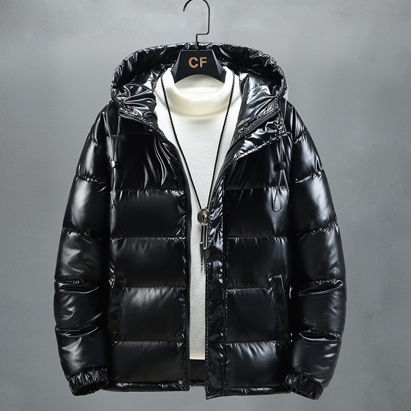 Moda bărbați de iarnă, argintiu strălucitor, negru, hanorace calde, jachetă cu puf, haină parka, ocazional, largi, îmbrăcăminte pentru tineret, îmbrăcăminte pentru bărbați, îmbrăcăminte de stradă