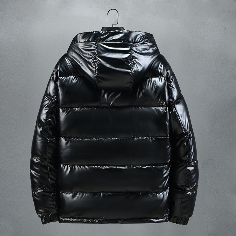 Moda bărbați de iarnă, argintiu strălucitor, negru, hanorace calde, jachetă cu puf, haină parka, ocazional, largi, îmbrăcăminte pentru tineret, îmbrăcăminte pentru bărbați, îmbrăcăminte de stradă