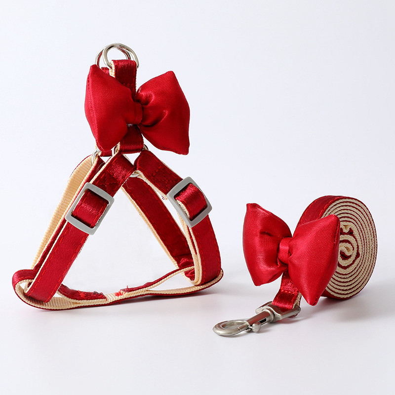 Βραδινό λουρί με λουρί σκύλου Σετ γιακά με φιόγκο Ρυθμιζόμενο Χαριτωμένο λουρί για σκύλους για μικρό, μεσαίο λουρί για κατοικίδιο ζώο γάτας, εξωτερικό περίπατο