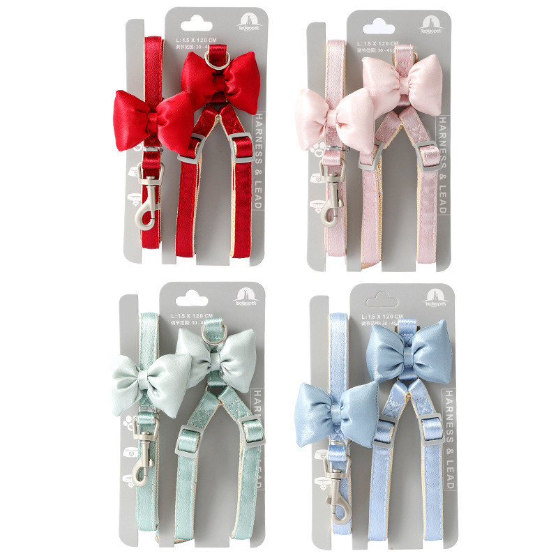 Βραδινό λουρί με λουρί σκύλου Σετ γιακά με φιόγκο Ρυθμιζόμενο Χαριτωμένο λουρί για σκύλους για μικρό, μεσαίο λουρί για κατοικίδιο ζώο γάτας, εξωτερικό περίπατο