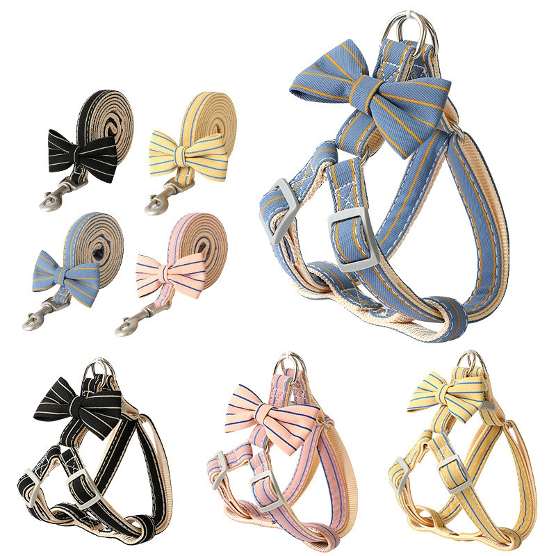 Βραδινό λουρί με λουρί σκύλου Σετ γιακά με φιόγκο Ρυθμιζόμενο Χαριτωμένο λουρί για σκύλους για μικρό, μεσαίο λουρί για κατοικίδιο ζώο γάτας, εξωτερικό περίπατο