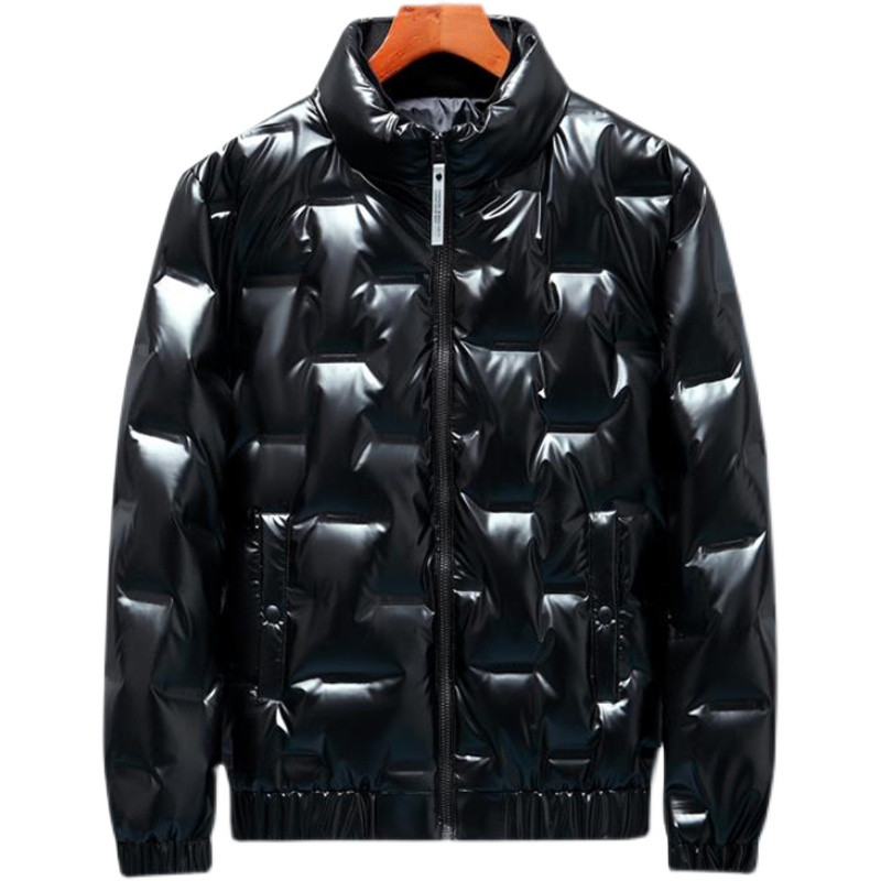 Λευκό Duck Down Parkas Ανδρική Μόδα Μαύρο Ασημί Χρυσό Γυαλιστερό Χοντρό Χειμώνα Πουφερ Μπουφάν Αδιάβροχο Ανδρικό πουπουλένιο Ζεστό Παλτό