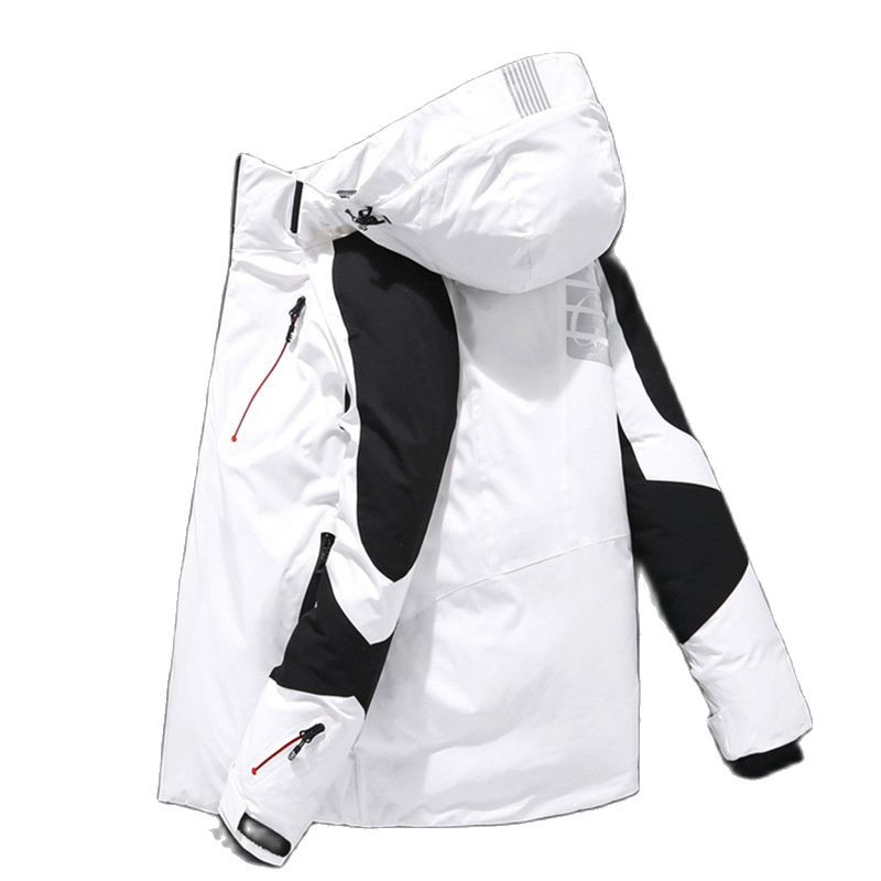 2022 m. Nauja vyriška pūkinė striukė lauko žiemos slidinėjimo kostiumas jaunimo madinga pastorinta šaltai atspari trumpa pūkinė striukė vyrams su gobtuvu