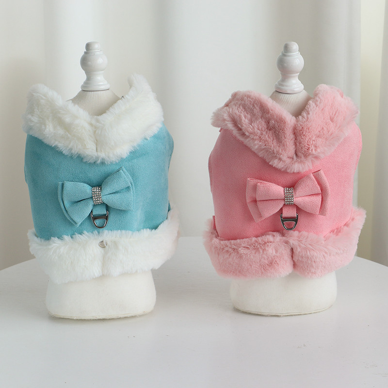 Ζώνες και λουρί για σκύλους για σκύλους με ζεστή γούνα Ζεστές γιλέκων για σκύλους με ασορτί αξεσουάρ παπιγιόν από σχοινί για το φθινόπωρο το χειμώνα