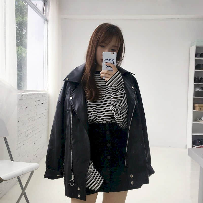 Motociklistička kožna muška ženska korejska labava prevelika jakna mladenačka kratka jakna za par ulična moda cool odjeća hiphop odjeća