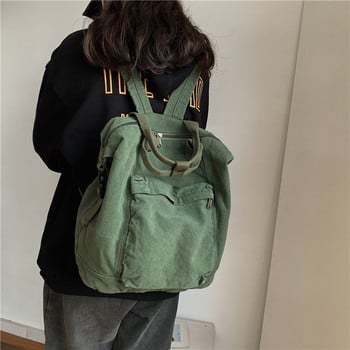 Модни раници Annmouler Ученическа чанта с голям капацитет Качествена платнена раница Пътна чанта за тийнейджърка през рамо Ученически чанти