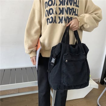Модни раници Annmouler Ученическа чанта с голям капацитет Качествена платнена раница Пътна чанта за тийнейджърка през рамо Ученически чанти