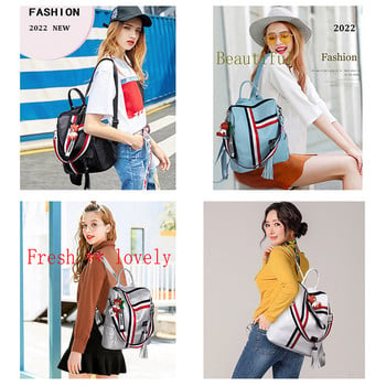 Нови луксозни дамски раници от 2022 г. Висококачествена кожена раница с пискюли за момичета Панделка Ученически чанти Голяма чанта за рамо Пътна чанта