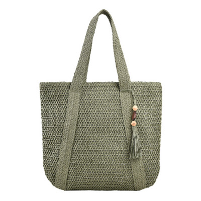 Unistybag Καλοκαιρινή υφασμένη τσάντα για γυναίκες Χειροποίητες τσάντες μεγάλης χωρητικότητας Ρετρό τσάντα παραλίας Γυναικεία τσάντα ώμου με φούντα