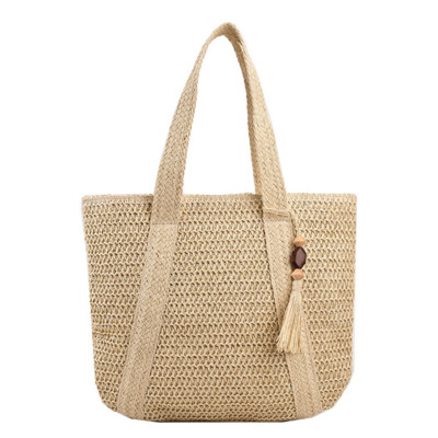 Unistybag Καλοκαιρινή υφασμένη τσάντα για γυναίκες Χειροποίητες τσάντες μεγάλης χωρητικότητας Ρετρό τσάντα παραλίας Γυναικεία τσάντα ώμου με φούντα