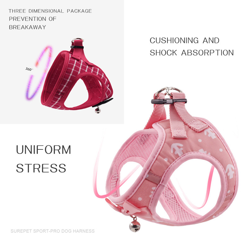 Set pojaseva za pse i povodca Prozračna traka za prsa Oprsnica za kućne ljubimce za male pse Mačke sa zvonom Ogrlica za štene Prsluk Dodaci za pse