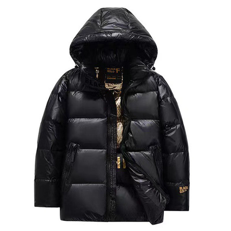 Jachete puf din puf de gâscă albă groasă de iarnă pentru bărbați în paltoane din puf Parka cu suprafață strălucitoare Coreea bărbați negru auriu haine scurte