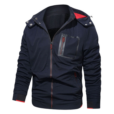 Pánske oblečenie Zip Up Dlhá flísová bunda Pánska vetruodolná jeseň/zima odnímateľná pánska bunda s veľkým rukávom, outdoorová bunda s kapucňou