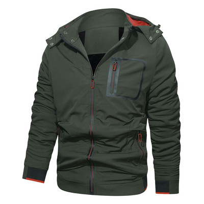 Pánske oblečenie Zip Up Dlhá flísová bunda Pánska vetruodolná jeseň/zima odnímateľná pánska bunda s veľkým rukávom, outdoorová bunda s kapucňou