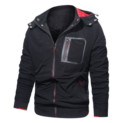 Pánske oblečenie Zip Up Dlhá flísová bunda Pánska vetruodolná jeseň/zima odnímateľná pánska bunda s veľkým rukávom, outdoorová bunda s kapucňou