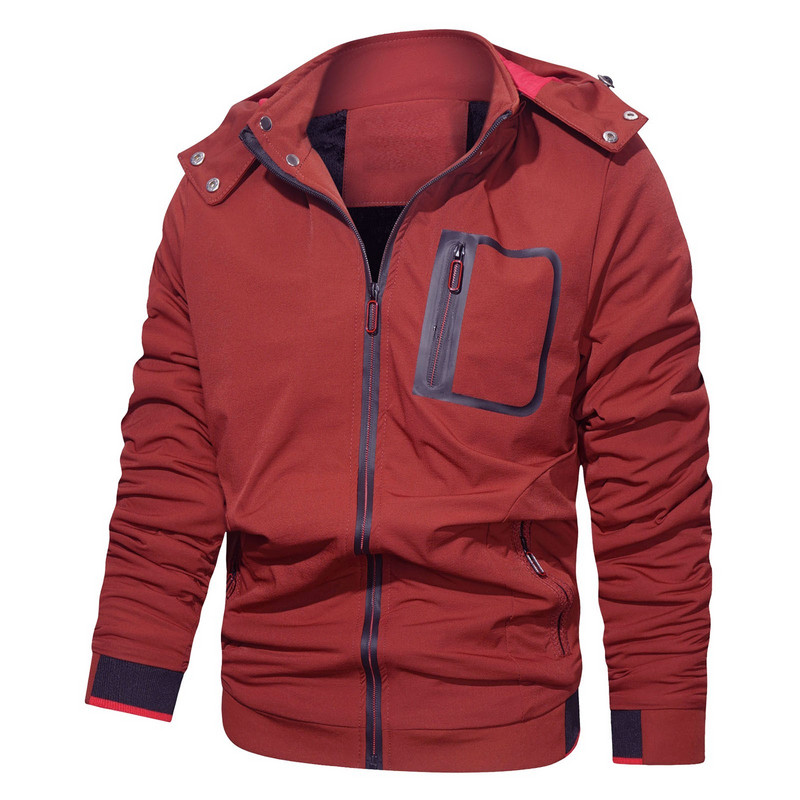 Pánske oblečenie Zip Up Dlhá flísová bunda Pánska vetruodolná jeseň/zima odnímateľná pánska bunda s veľkým rukávom, outdoorová bunda s kapucňou