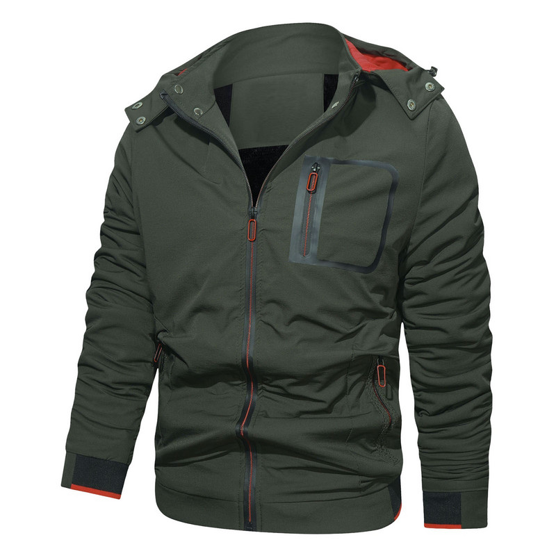 Pánske oblečenie Zip Up Dlhá flísová bunda Pánska vetruodolná jeseň/zima odnímateľná pánska bunda s veľkým rukávom, outdoorová bunda s kapucňou