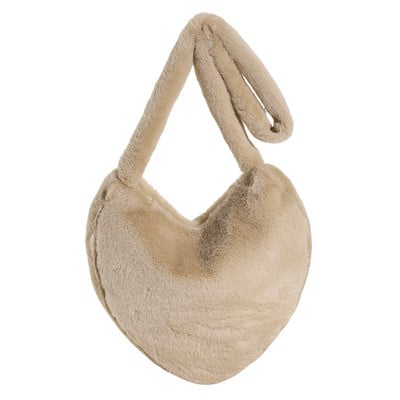 Luksuslik kunstkarusnahast südamekujulised naiste väikesed käekotid kohevad pehmed naiste kett-õlakott Moodne naiste karvane igapäevane rahakott