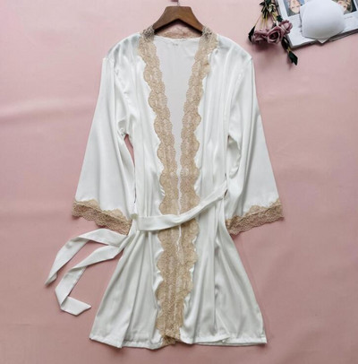 Cămașă de noapte de vară pentru femei Seturi de halate de baie Sexy din dantelă cu ornamente florale Îmbrăcat mireasa rochie de baie M-XL Casual Haine de casă