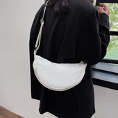 Geantă de umăr Hobos simplă din nailon pentru femei, de culoare solidă, pentru femei, portabilă, cu semiluna, cu design nou, genți de mână pentru fete.