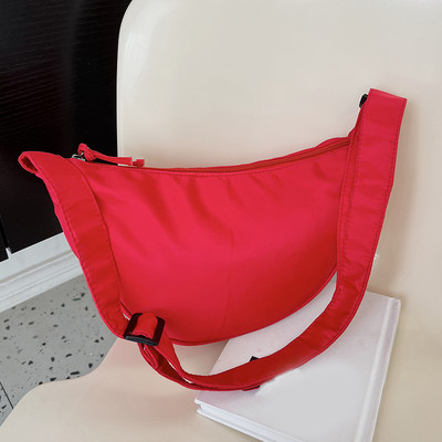Geantă de umăr Hobos simplă din nailon pentru femei, de culoare solidă, pentru femei, portabilă, cu semiluna, cu design nou, genți de mână pentru fete.