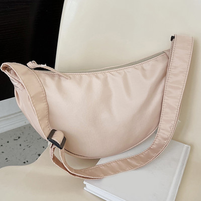 Geantă de umăr Hobos simplă din nailon pentru femei, de culoare solidă, pentru femei, portabilă, cu semiluna, cu design nou, genți de mână pentru fete.