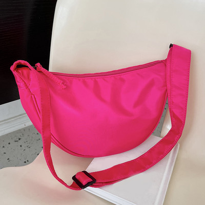 Geantă de umăr Hobos simplă din nailon pentru femei, de culoare solidă, pentru femei, portabilă, cu semiluna, cu design nou, genți de mână pentru fete.
