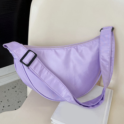 Geantă de umăr Hobos simplă din nailon pentru femei, de culoare solidă, pentru femei, portabilă, cu semiluna, cu design nou, genți de mână pentru fete.