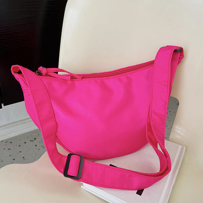 Geantă de umăr Hobos simplă din nailon pentru femei, de culoare solidă, pentru femei, portabilă, cu semiluna, cu design nou, genți de mână pentru fete.