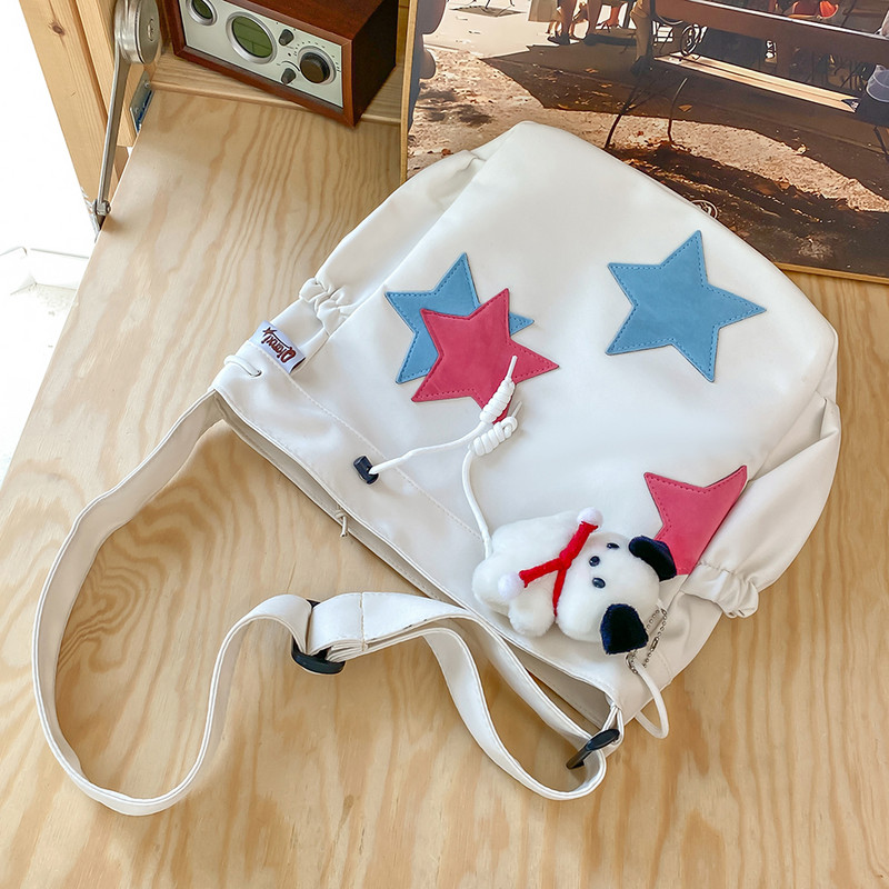 Γυναικεία τσάντα ώμου αστέρι με κρεμαστό επάνω μέρος Τσάντα μεγάλης χωρητικότητας casual τσάντα Αισθητική σχολική τσάντα