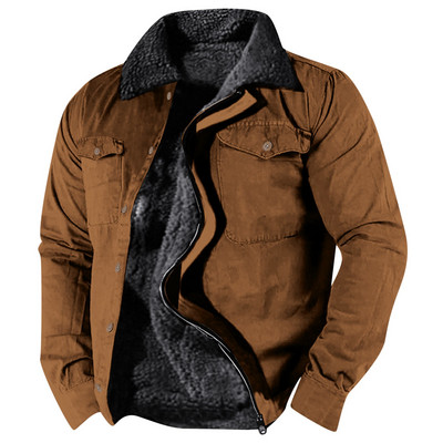 Ανδρικά ρούχα Ανδρική ζακέτα Ανδρική κουκούλα μονόχρωμη πουλόβερ βελούδο Απλό παχύ σε πλήρες παλτό Φθινοπωρινό Ανδρικό μπουφάν με φερμουάρ