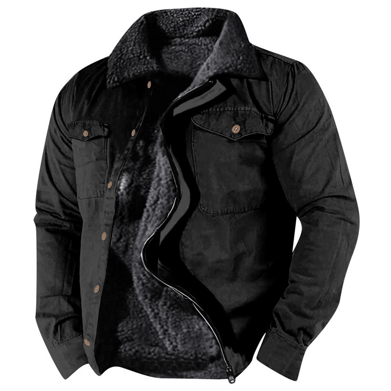 Ανδρικά ρούχα Ανδρική ζακέτα Ανδρική κουκούλα μονόχρωμη πουλόβερ βελούδο Απλό παχύ σε πλήρες παλτό Φθινοπωρινό Ανδρικό μπουφάν με φερμουάρ