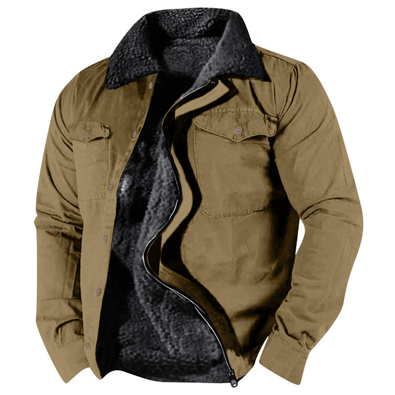 Ανδρικά ρούχα Ανδρική ζακέτα Ανδρική κουκούλα μονόχρωμη πουλόβερ βελούδο Απλό παχύ σε πλήρες παλτό Φθινοπωρινό Ανδρικό μπουφάν με φερμουάρ