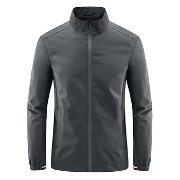 Зимни якета за мъже за мъже Палто Western Jacket Solid Slim Pocket Stcollar Zipper Long Sleeve Fly Men Jacket Coat Дъждобран