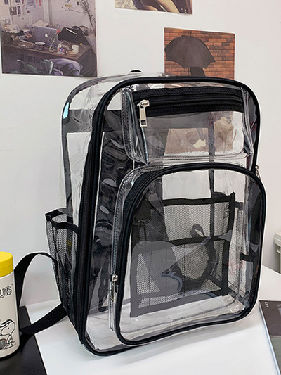 Σακίδιο πλάτης Αδιάβροχη διαφανής σχολική τσάντα κορίτσι μεγάλης χωρητικότητας Σακίδιο πλάτης Solid Clear Ανδρική διαφανής πλαστική τσάντα