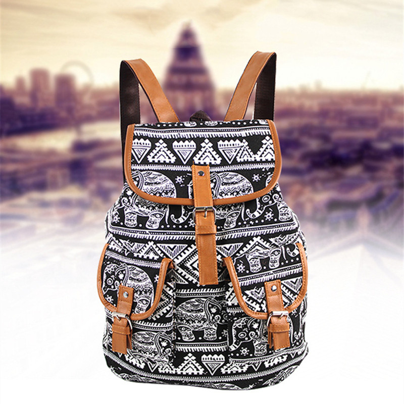 Rucsac tipărit pentru femei Genți de școală din pânză pentru adolescenți Geantă mare de umăr Rucsac de călătorie de weekend Bolsas Mochilas Femininas