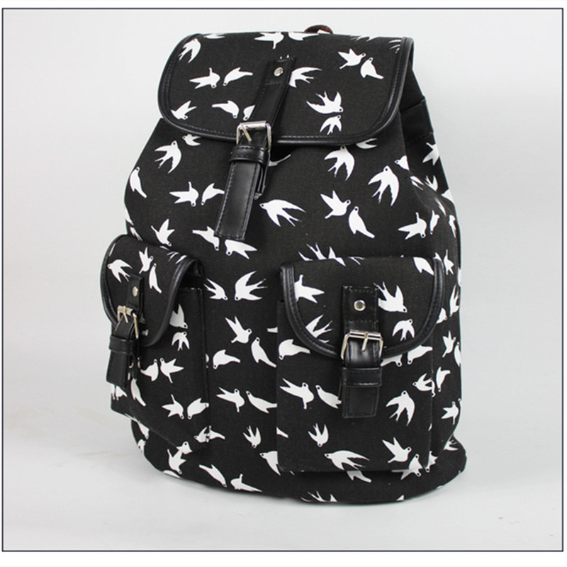 Rucsac tipărit pentru femei Genți de școală din pânză pentru adolescenți Geantă mare de umăr Rucsac de călătorie de weekend Bolsas Mochilas Femininas
