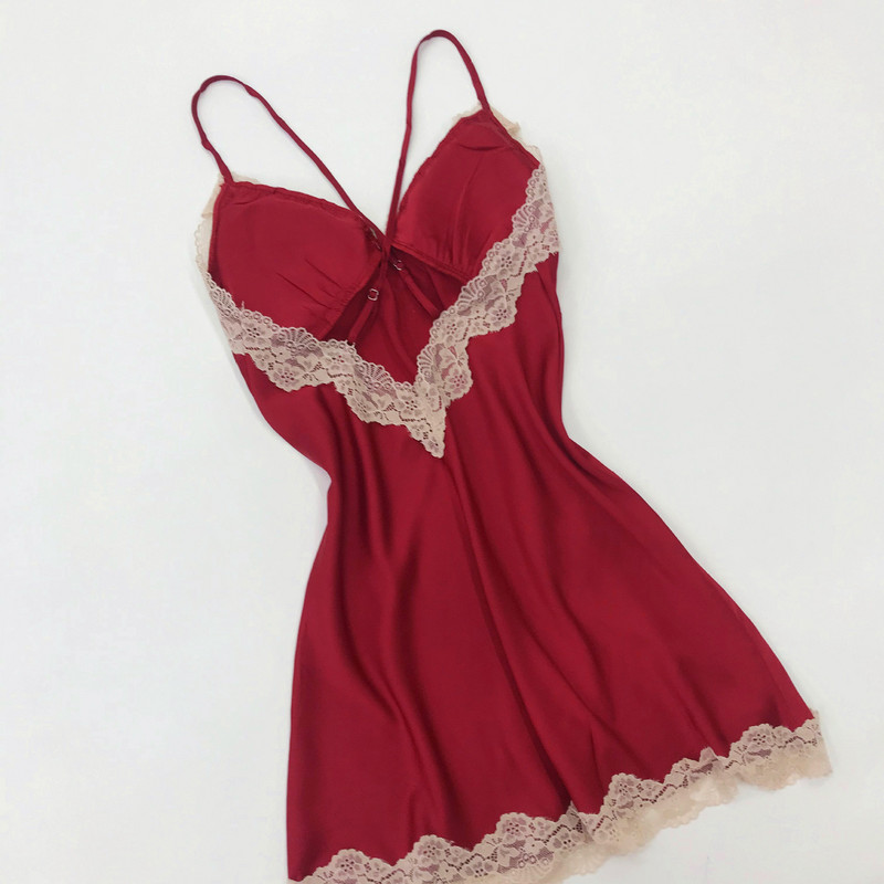 Čipkani kimono ogrtač Odijelo s naramenicama Spavaćica Ženska spavaćica Ljetni ogrtač Seksi satensko donje rublje Spavaćica na naramenice