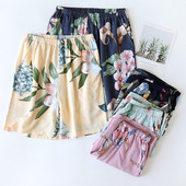 Fdfklak Pantaloni noi, respirabili, din bumbac, din raion, pantaloni de pijama pentru femei, pantaloni scurți largi de vară, îmbrăcăminte de noapte, pantaloni de dormit pentru femei